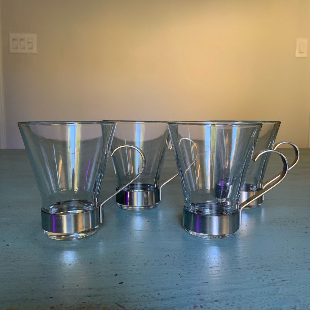 Bormioli Rocco Oslo x4 Clear Cappuccino Cups Coffee Tempered Glass Mugs 8 Oz